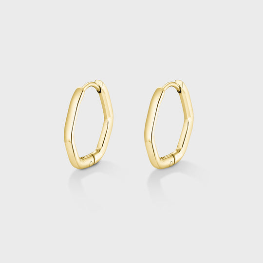 CLUSE Essentielle Curved Hexagon Hoop Earrings, Gold Colour CE13332 - front image