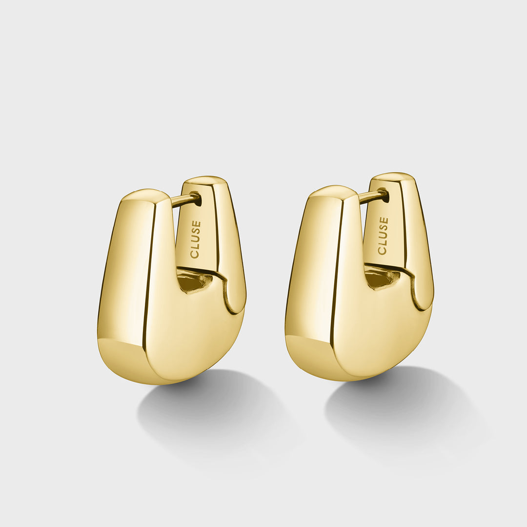 CLUSE Élevé Rectangular Hoop Earrings, Gold Colour CE13334 - front image