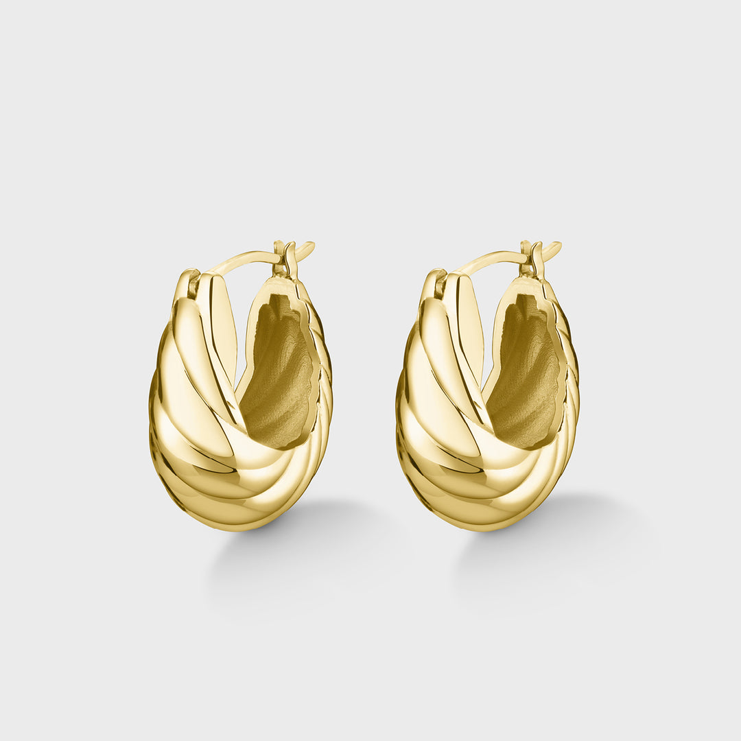 CLUSE  Élevé Waved Hoop Earrings, Gold Colour CE13335 - front image