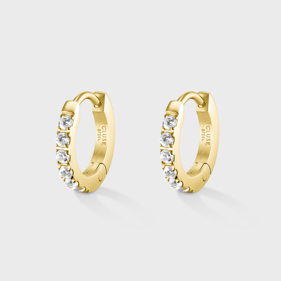 CLUSE Essentielle Zirconia Mini Hoop Earrings, Gold Colour CE13338 - earrings