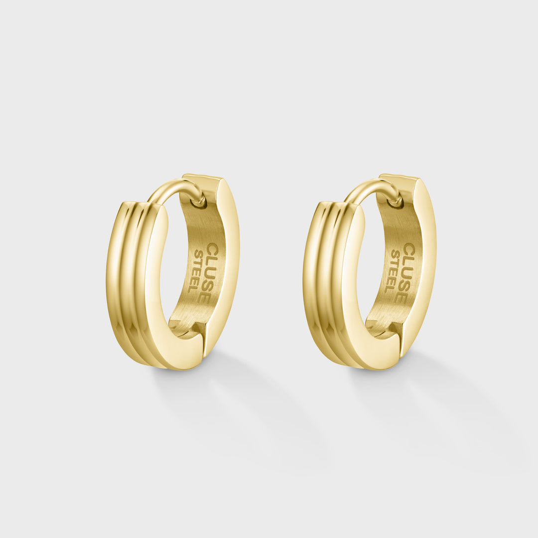 CLUSE Essentielle Textured Mini Hoop Earrings, Gold Colour CE13339 - earrings