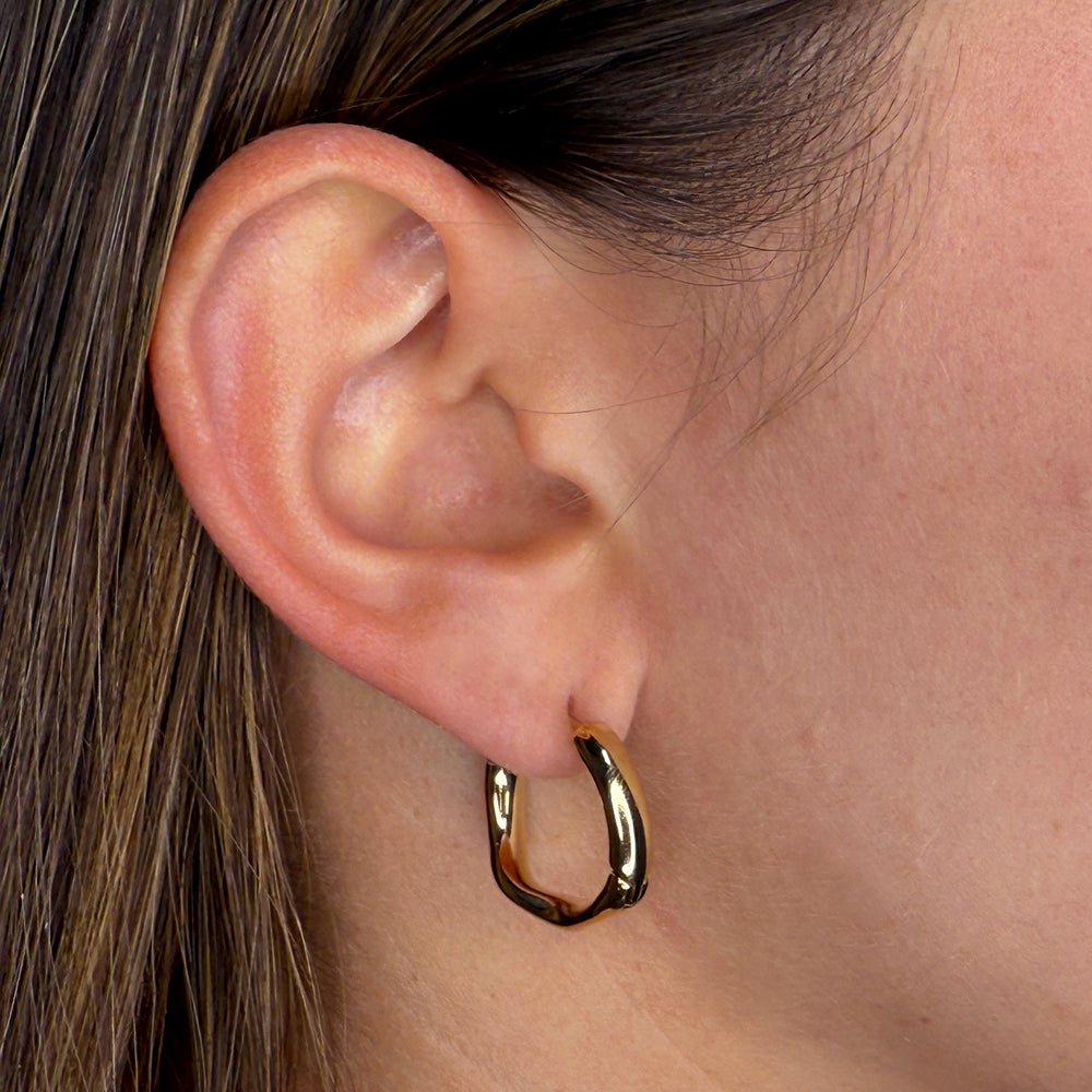 CLUSE Essentielle Irregular Medium Hoop Earrings, Gold Colour CE13343 - Earrings in ear