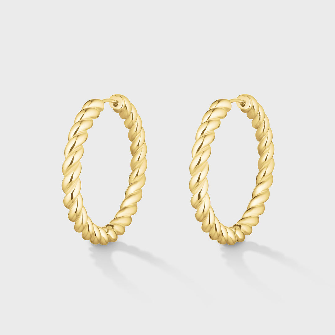 CLUSE Élevé Twisted Medium Hoop Earrings, Gold Colour CE13344 - Earrings