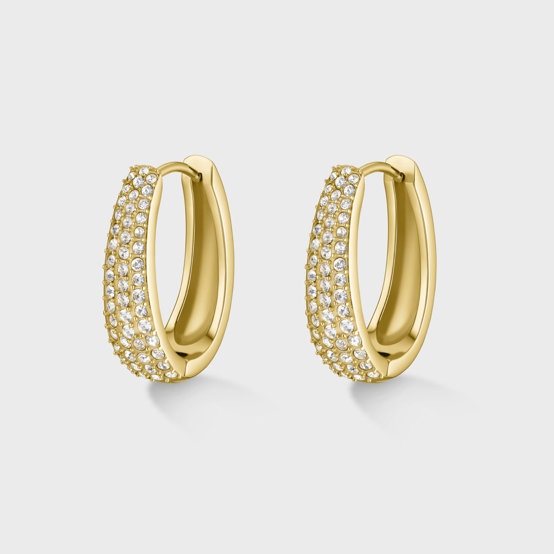 CLUSE Élevé Zirconia Drop Hoop Earrings, Gold Colour - Earrings