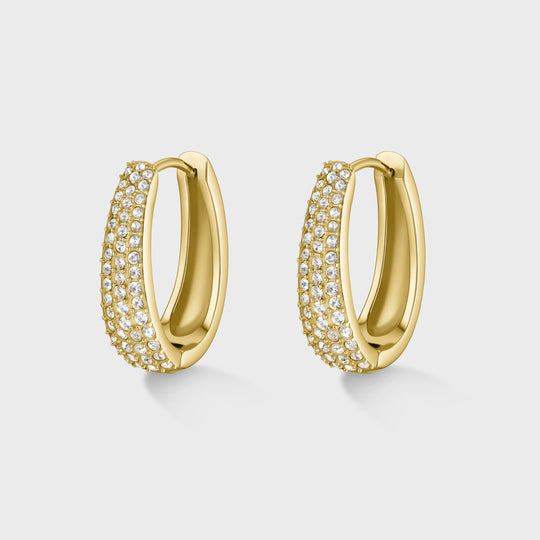 CLUSE Élevé Zirconia Drop Hoop Earrings, Gold Colour - Earrings