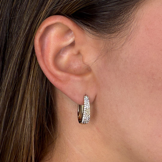 CLUSE Élevé Zirconia Drop Hoop Earrings, Gold Colour - Earrings in ear