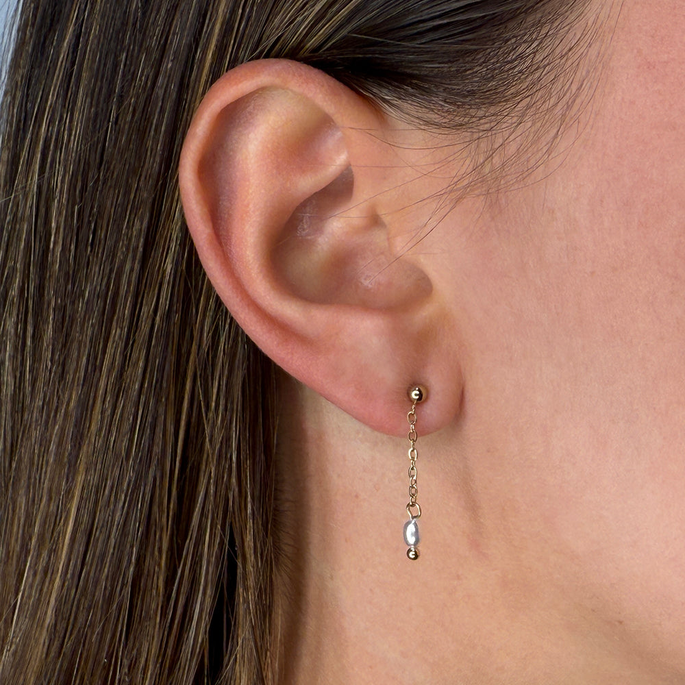 CLUSE Essentielle Pearl Drop Earrings, Gold Colour CE13346 - Earrings in ear