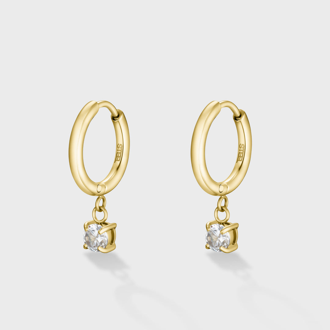 CLUSE Élevé Zirconia Drop Earrings, Gold Colour - Earrings