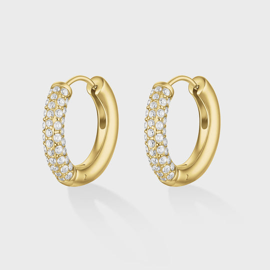 CLUSE Élevé Zirconia Medium Hoop Earrings, Gold Colour CE13351 - Earrings