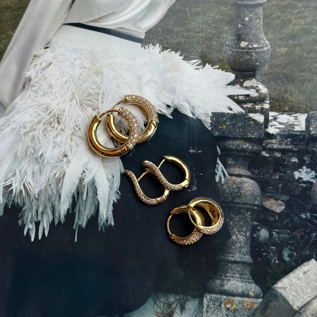 CLUSE Élevé Zirconia Medium Hoop Earrings, Gold Colour CE13351 - Earrings details