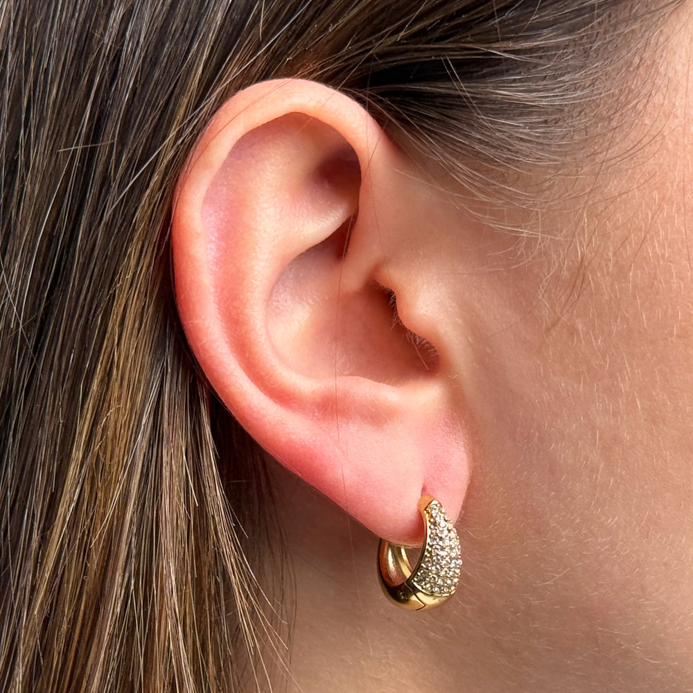 CLUSE Élevé Zirconia Small Hoop Earrings, Gold Colour CE13352 - Earrings on ear