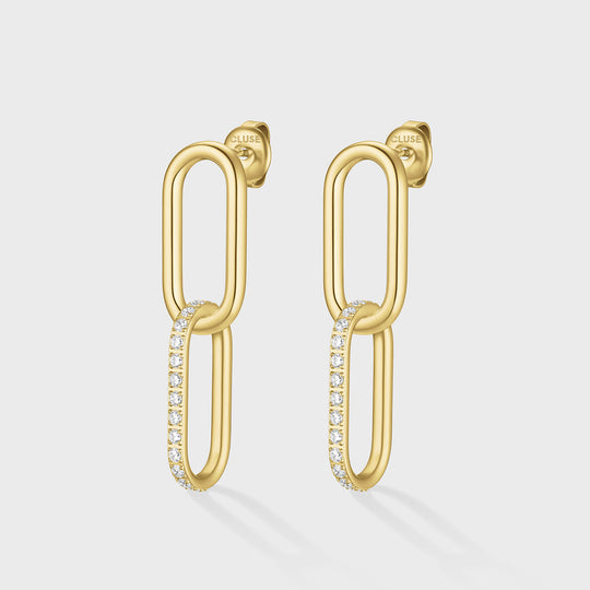 CLUSE Élevé Double Zirconia Hoop Earrings, Gold Colour CE13354 - Earrings