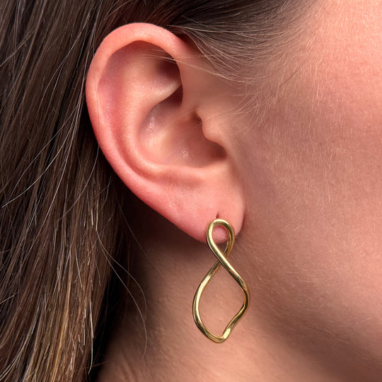 CLUSE Élevé Twisted Hoop Earrings, Gold Colour CE13355 - Earrings worn