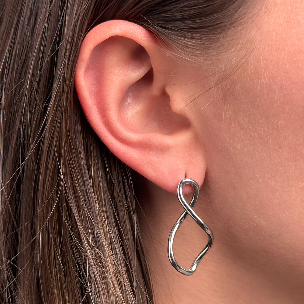 CLUSE Élevé Twisted Hoop Earrings, Silver Colour CE13356 - Earrings worn