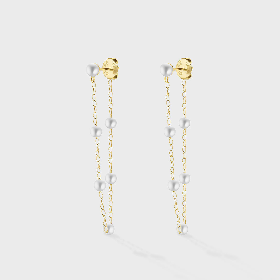 CLUSE Essentielle Pearl Chain Earrings, Gold Colour CE13359 - Earrings