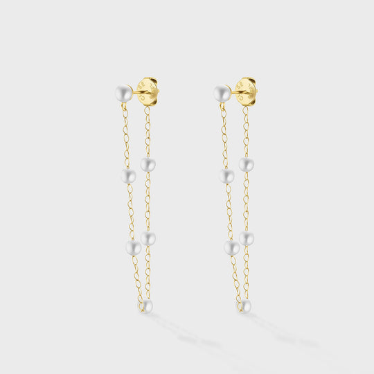 CLUSE Essentielle Pearl Chain Earrings, Gold Colour CE13359 - Earrings