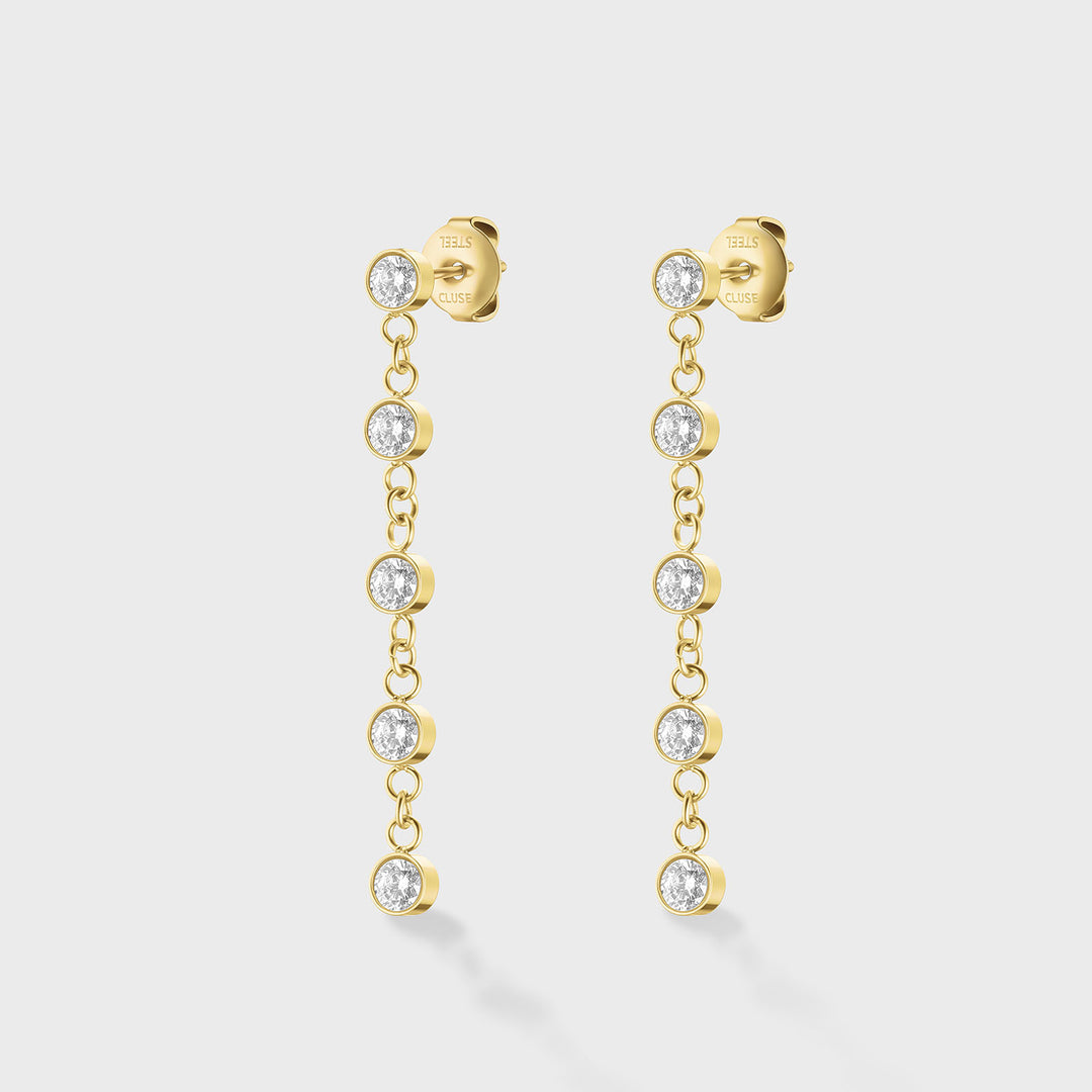 CLUSE Élevé Zirconia Drop Chain Earrings, Gold Colour CE13361 - Earrings