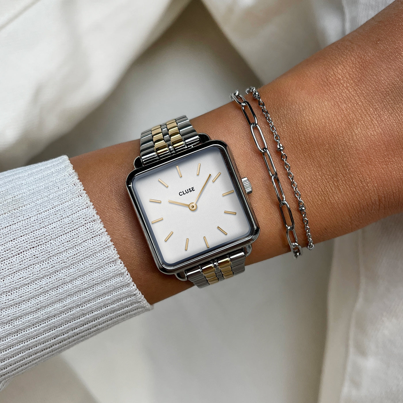 CLUSE La Tétragone Geschenkbox CG10326 Gold/Silber, Quadratisch