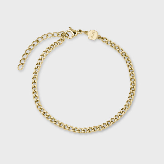 CLUSE Gift Box La Tétragone Watch Steel, White Pearl & Curb Chain Bracelet, Gold Colour CG10327 - Bracelet