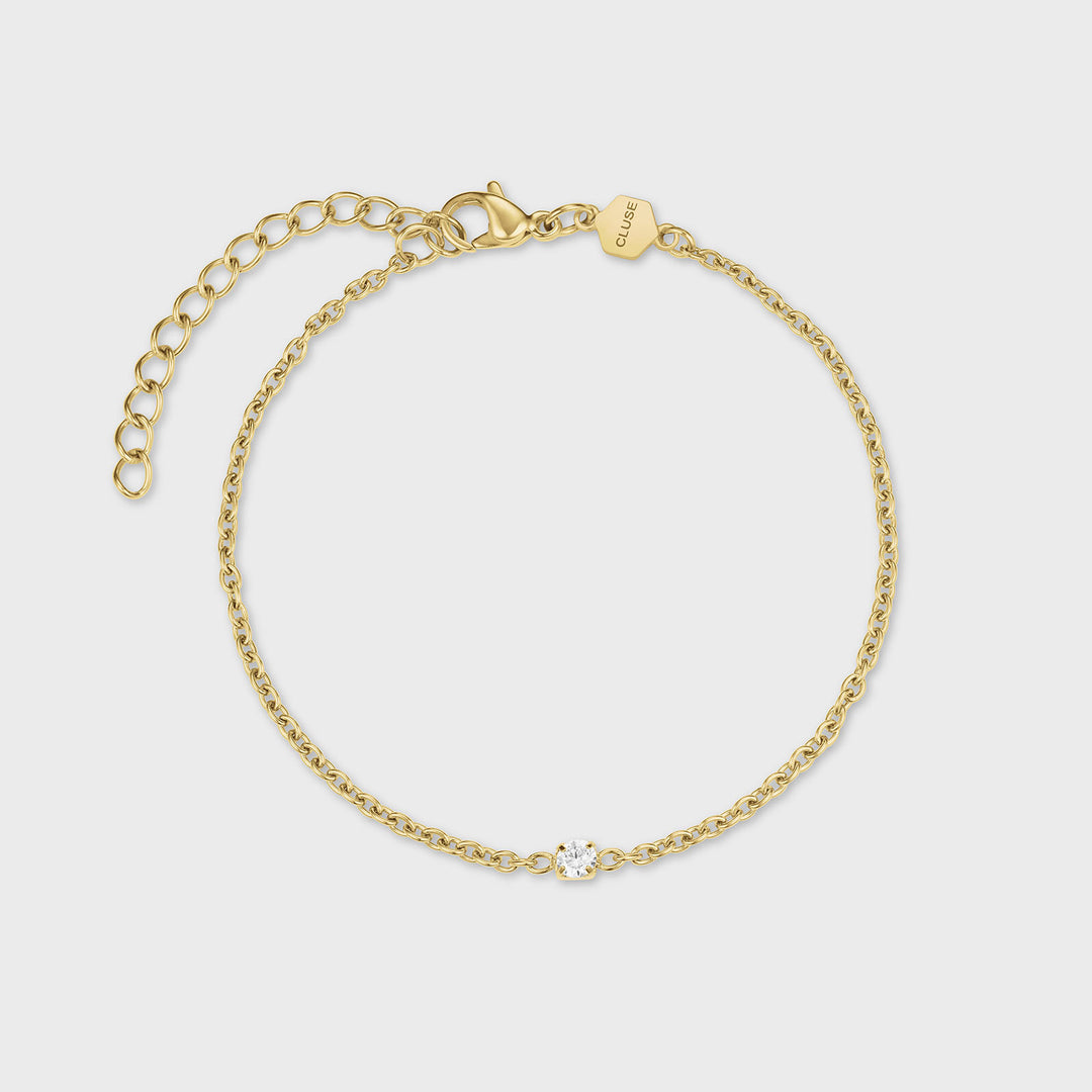 CLUSE Gift Box Fluette Watch Steel White Stones & Zircon Bracelet, Gold Colour CG11508 - bracelet