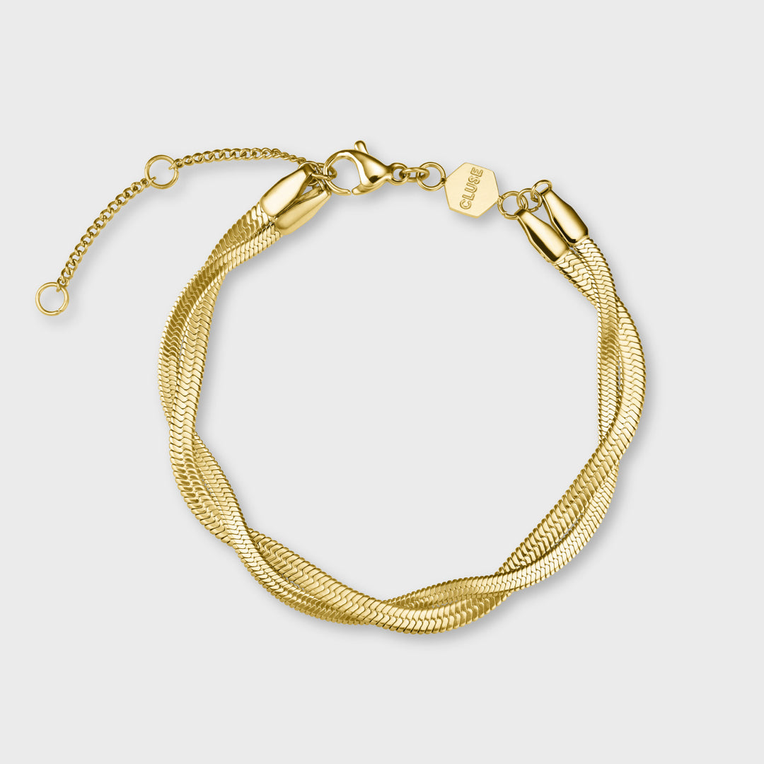 CLUSE Gift Box Fluette Watch Steel, Sand Texture &amp; Twisted Snake Bracelet, Gold Colour - CG11509 - Bracelet