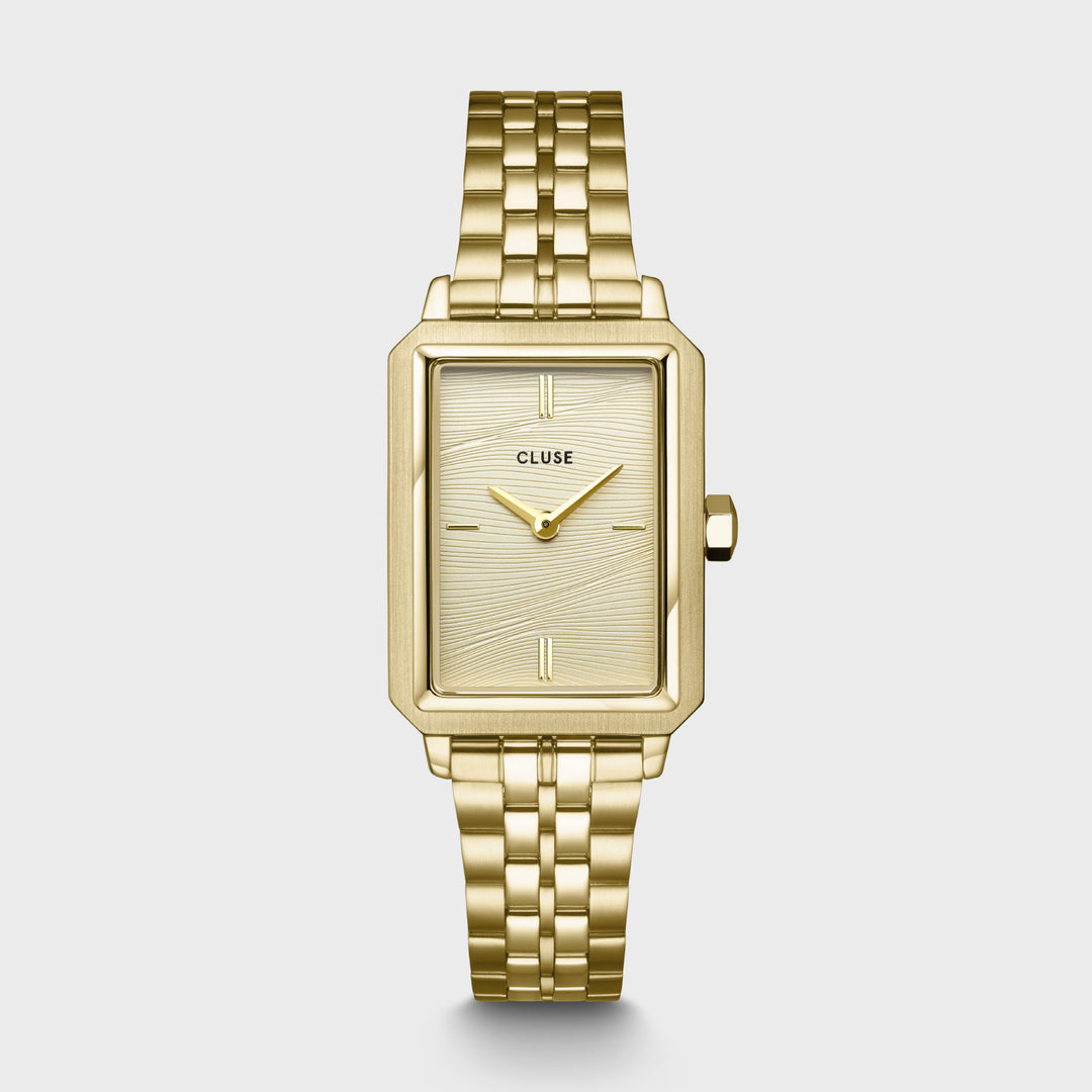 CLUSE Gift Box Fluette Watch Steel, Sand Texture &amp; Twisted Snake Bracelet, Gold Colour - CG11509 - Wach
