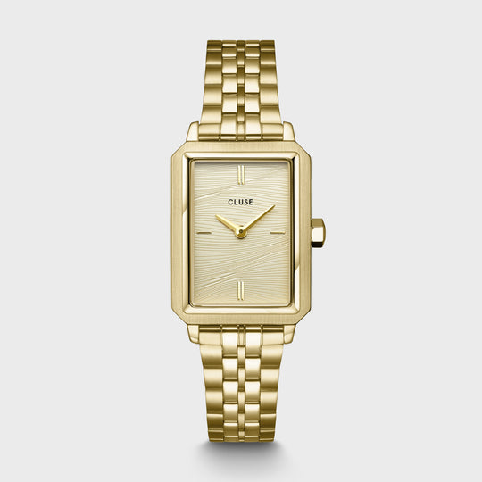 CLUSE Gift Box Fluette Watch Steel, Sand Texture &amp; Twisted Snake Bracelet, Gold Colour - CG11509 - Wach