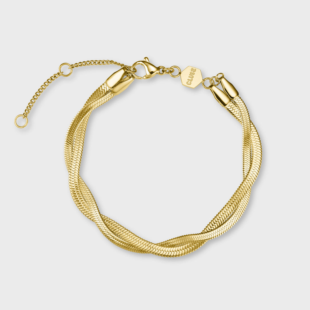 CLUSE Giftbox Gracieuse Petite Steel, Black & twisted snake bracelet, Gold Colour CG11802 - bracelete