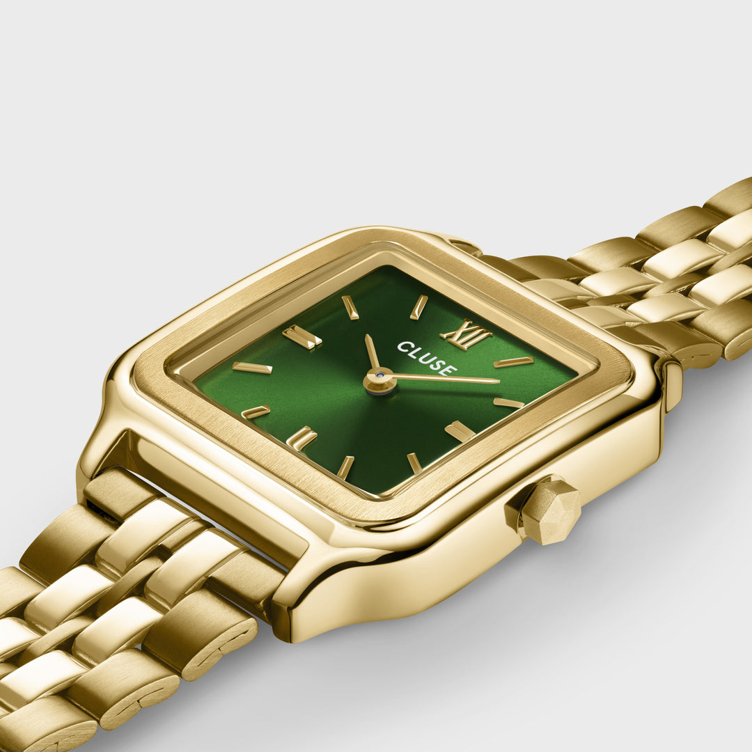 CLUSE Giftbox Gracieuse Watch Steel Forest Green and Malachite Bracelet, Gold Colour CG11901 - detail image