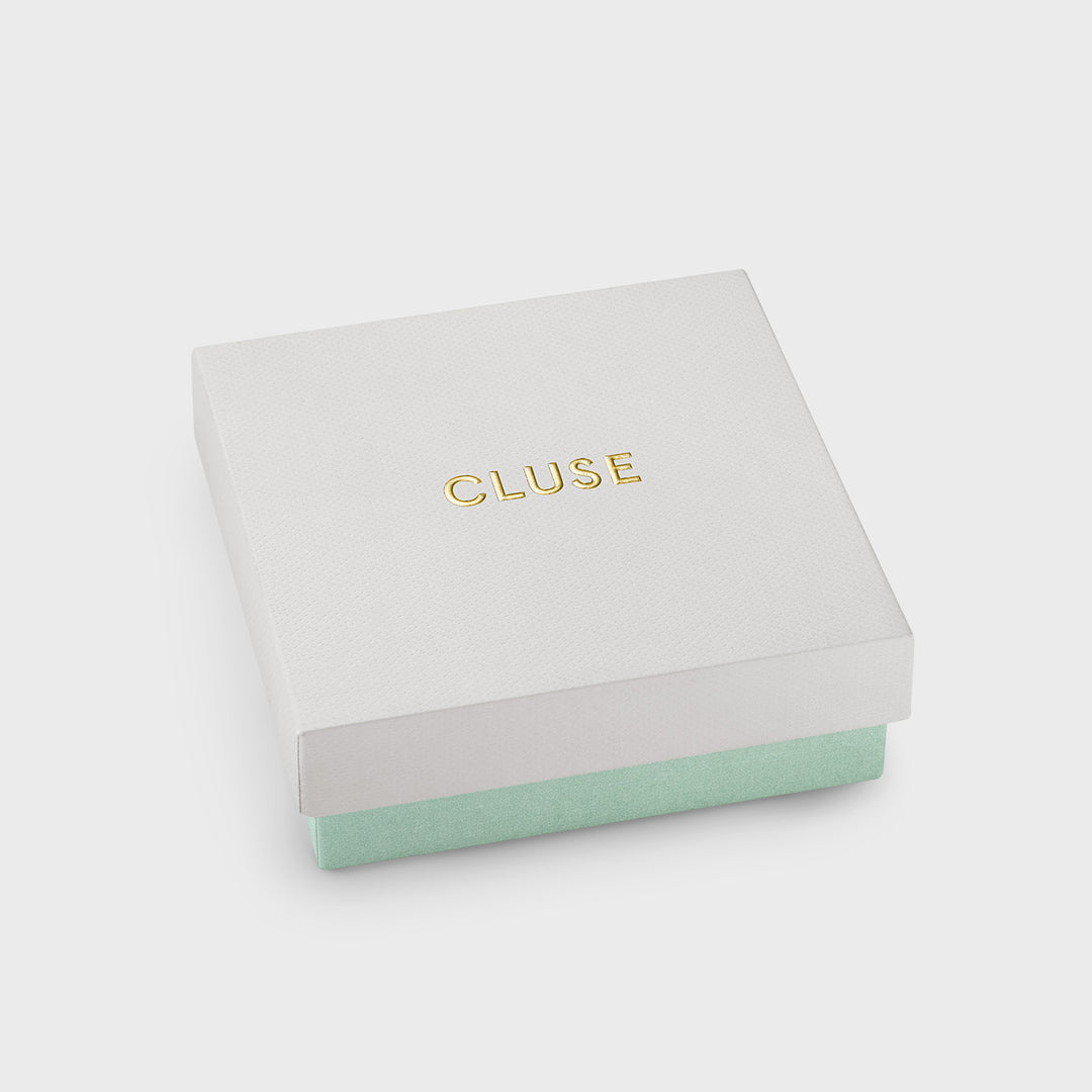CLUSE Élevé Zirconia Drop Hoop Earrings, Gold Colour - Earrings packaging