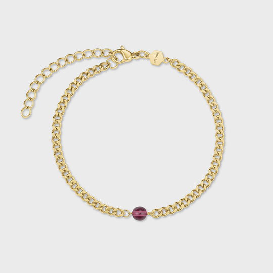 CLUSE Gift Box La Tétragone Multifunction Watch Steel, Dark Cherry & Bead Bracelet, Gold Colour CG13801 - bracelet