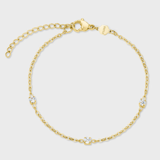 CLUSE Gift Box Gracieuse Mini Watch Steel &amp; Zirconia Chain Bracelet, Full Gold Colour CG15501 - Bracelet