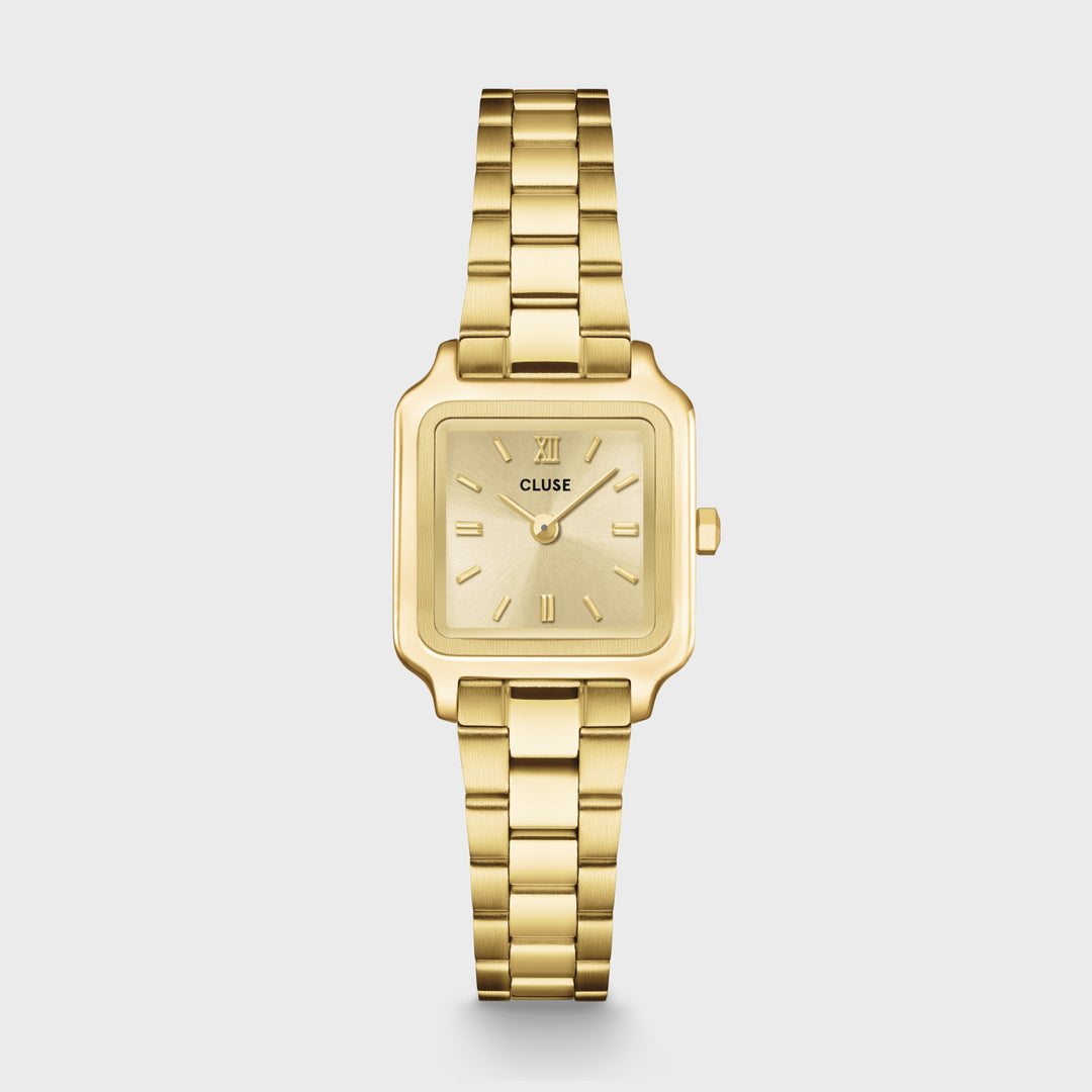 CLUSE Gift Box Gracieuse Mini Watch Steel &amp; Zirconia Chain Bracelet, Full Gold Colour CG15501 - Watch