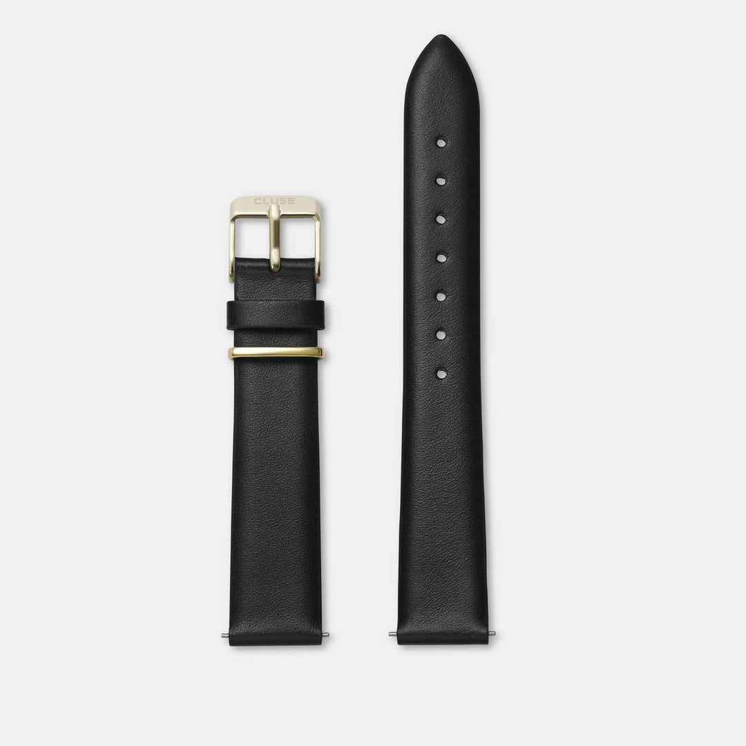 CLUSE Gift Box La Tétragone Steel and Leather Black Strap, Gold Colour CG10323 - watch strap