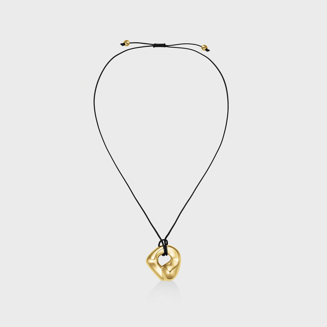 CLUSE Élevé Irregular Leather Necklace, Gold Colour CN13329 - Necklace (longer)