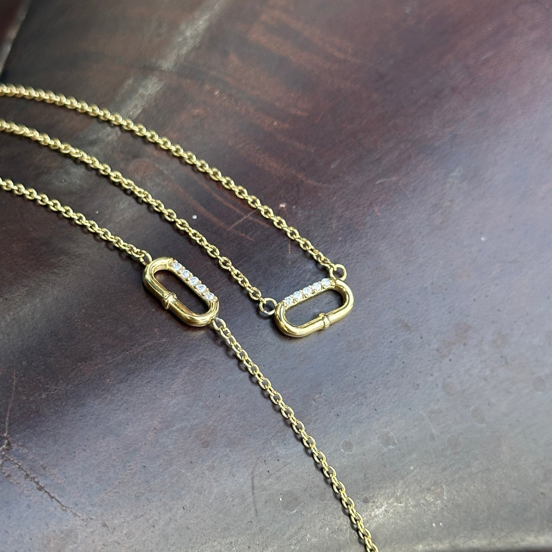 CLUSE Élevé Oval Zirconia Necklace, Gold Colour CN13330 - Necklace details