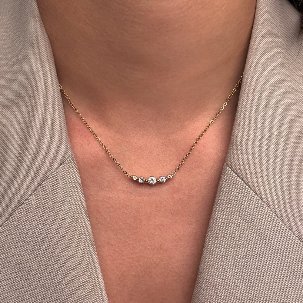 CLUSE Élevé Stone Necklace, Gold Colour CN13331 - Necklace on neck