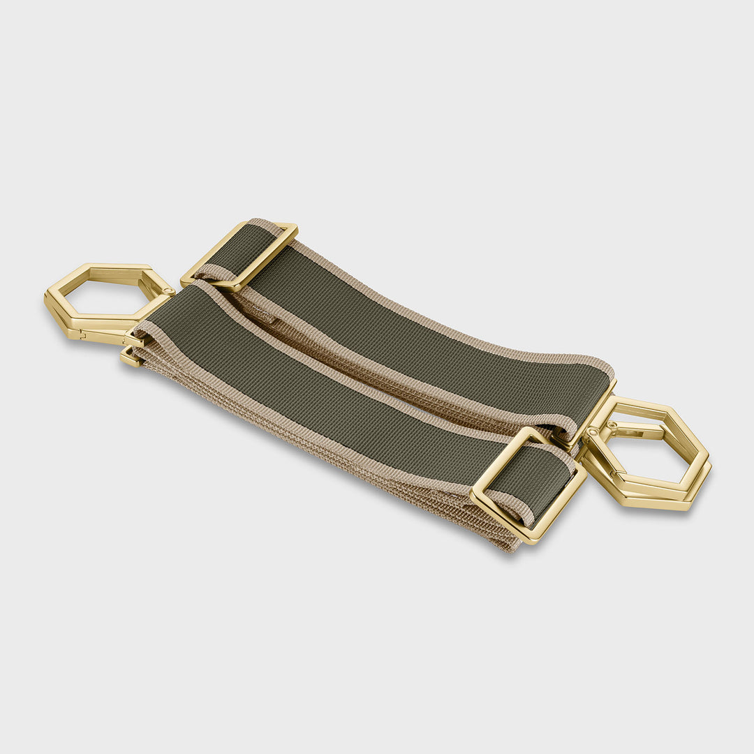 CLUSE Le Réversible Straps, Striped Green Beige, Gold Colour CS04603  - front image