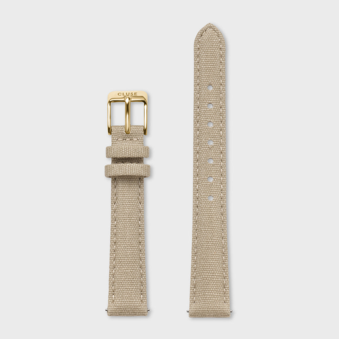 Strap 14 mm Linen Beige, Gold Colour CS12113 - strap.