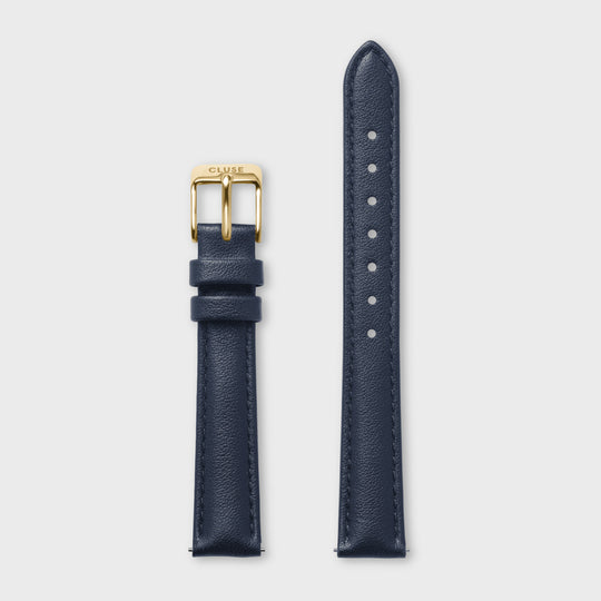 Strap 14 mm Leather Navy Blue, Gold Colour CS12114 - strap