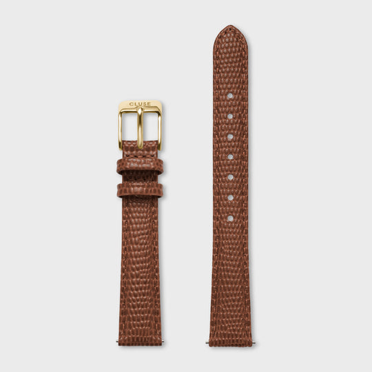 CLUSE Strap 14 mm Leather Nutshell Lizard, Gold Colour CS12115 - strap