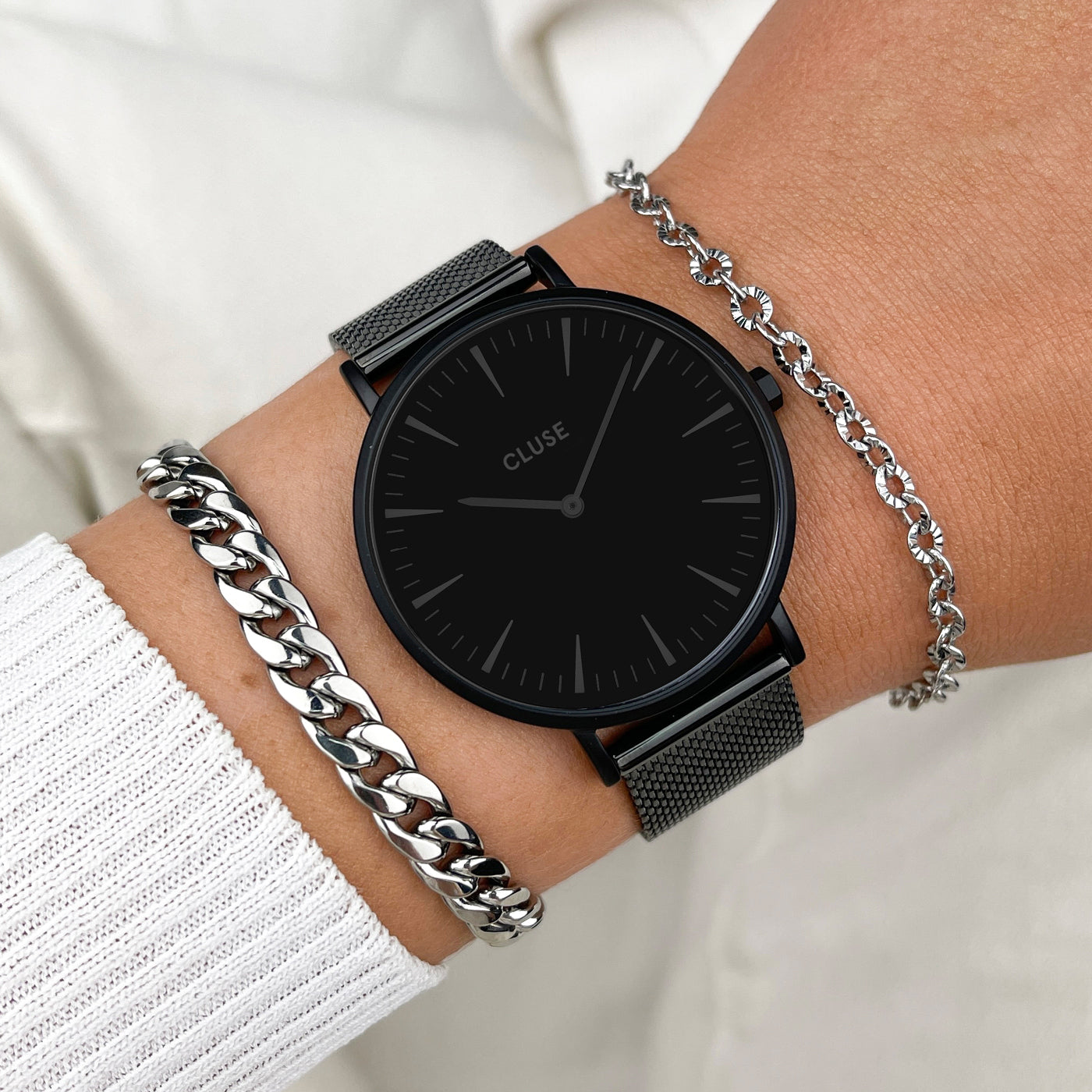 Cinturino Orologio In Acciaio Inox 22mm Nero - Sgancio Rapido, Chiusura A Farfalla, Regolabile 120-170mm