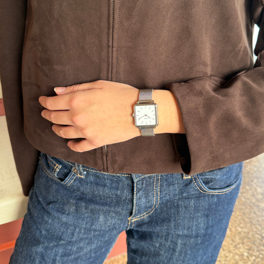 CLUSE La Tétragone Mesh White, Silver Colour CW0101207003 - Watch on the wrist