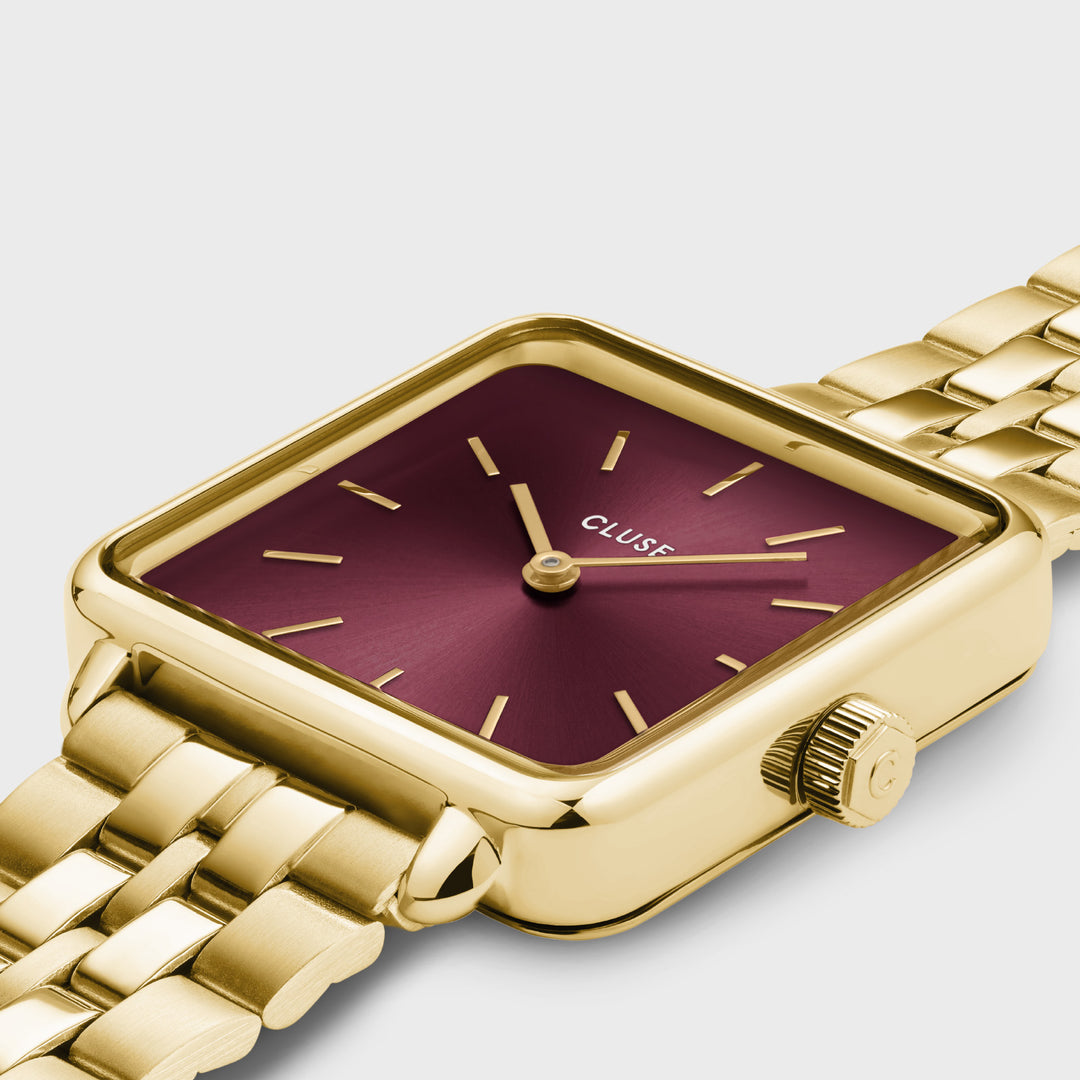 CLUSE La Tétragone Watch Steel Dark Cherry, Gold Colour CW10312 - detail image