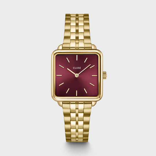 CLUSE La Tétragone Watch Steel Dark Cherry, Gold Colour CW10312 - front image