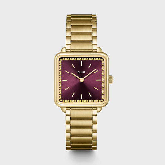 CLUSE La Tétragone Watch Steel, Wine stones, Gold Colour - Watch