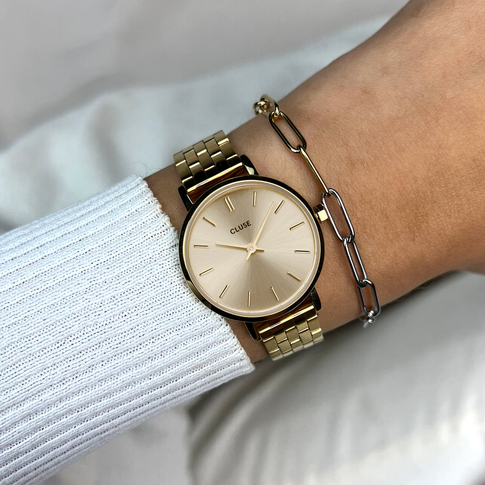 CLUSE Boho Chic Petite Steel, Gold, Gold Colour CW10506 - wristshot