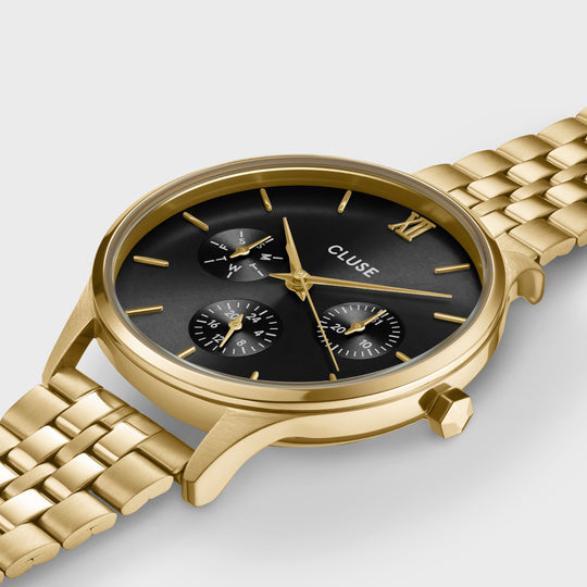 CLUSE Minuit Multifunction Watch Steel, Black, Gold Colour CW10707 - detail image