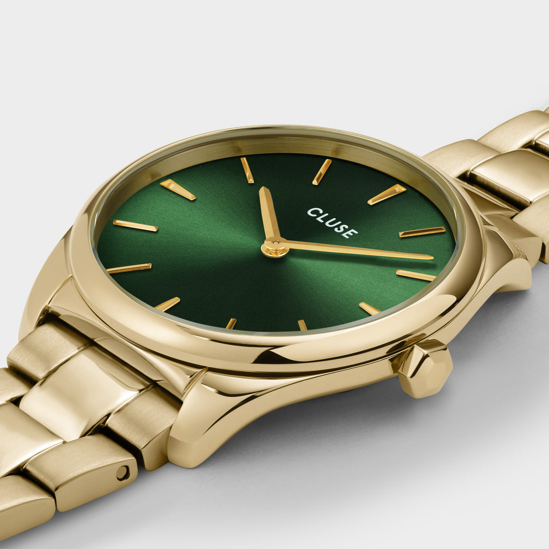 CLUSE Féroce Petite Steel Gold/Green CW11217 - Watch case detail