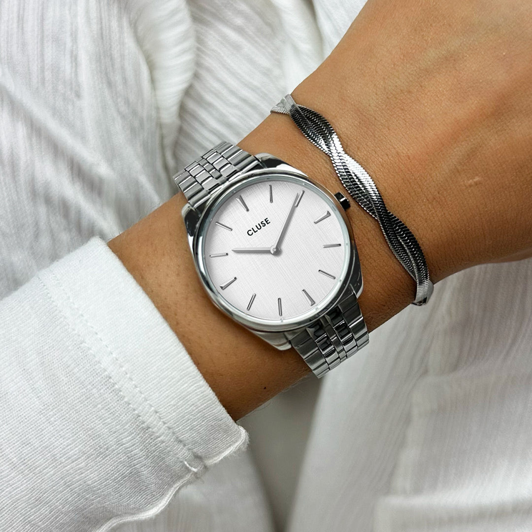 Féroce Petite Watch Steel, Silver Linen, Silver Colour CW11219 - wristshot.
